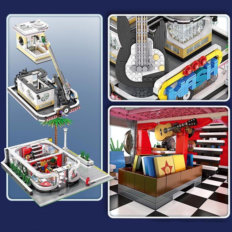 16002 MOC Creator City Street View Cuitar Shop with Light Villa Education Model Building Blocks Toys 2 - LEPIN Germany