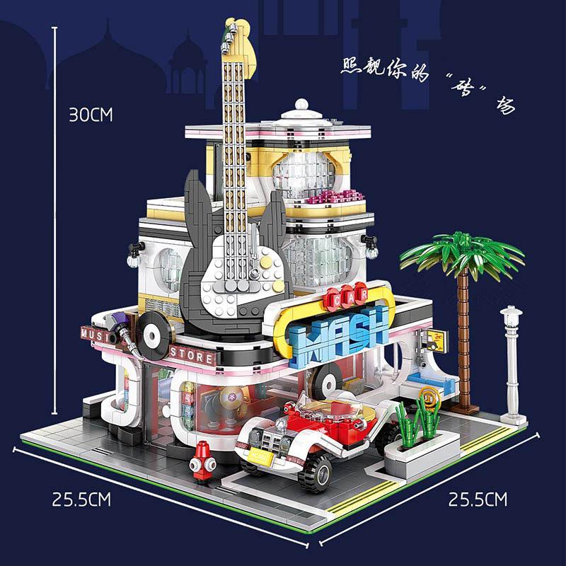 16002 MOC Creator City Street View Cuitar Shop with Light Villa Education Model Building Blocks Toys 3 - LEPIN Germany