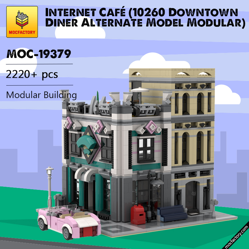 MOC 19379 Internet Cafe 10260 Downtown Diner Alternate Model Modular Modular Building by Huaojozu MOC FACTORY - LEPIN Germany