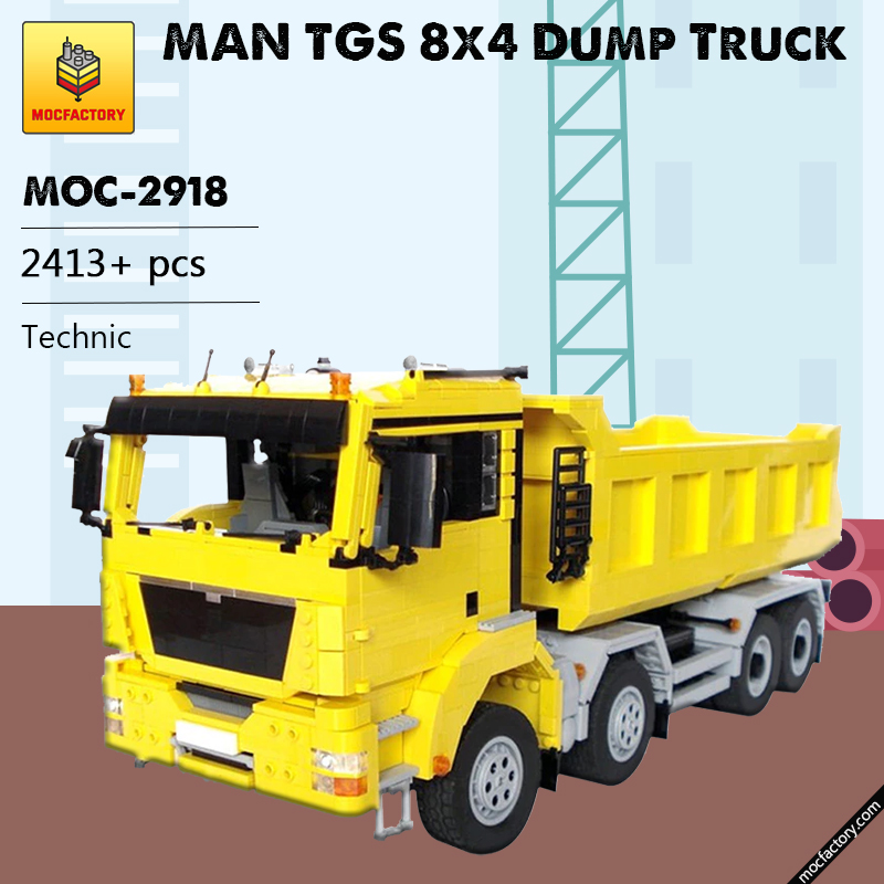 MOC 2918 MAN TGS 8x4 Dump Truck Technic by M longer MOC FACTORY - LEPIN Germany