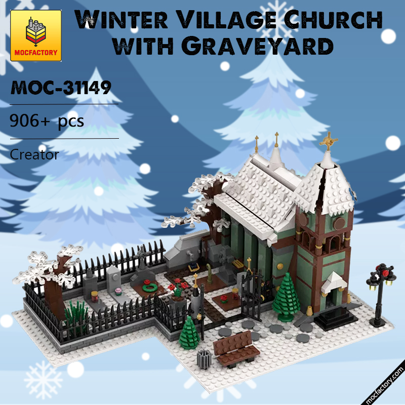 MOC 31149 Winter Village Church with Graveyard Christmas Season by Basti89 MOC FACTORY 2 - LEPIN Germany