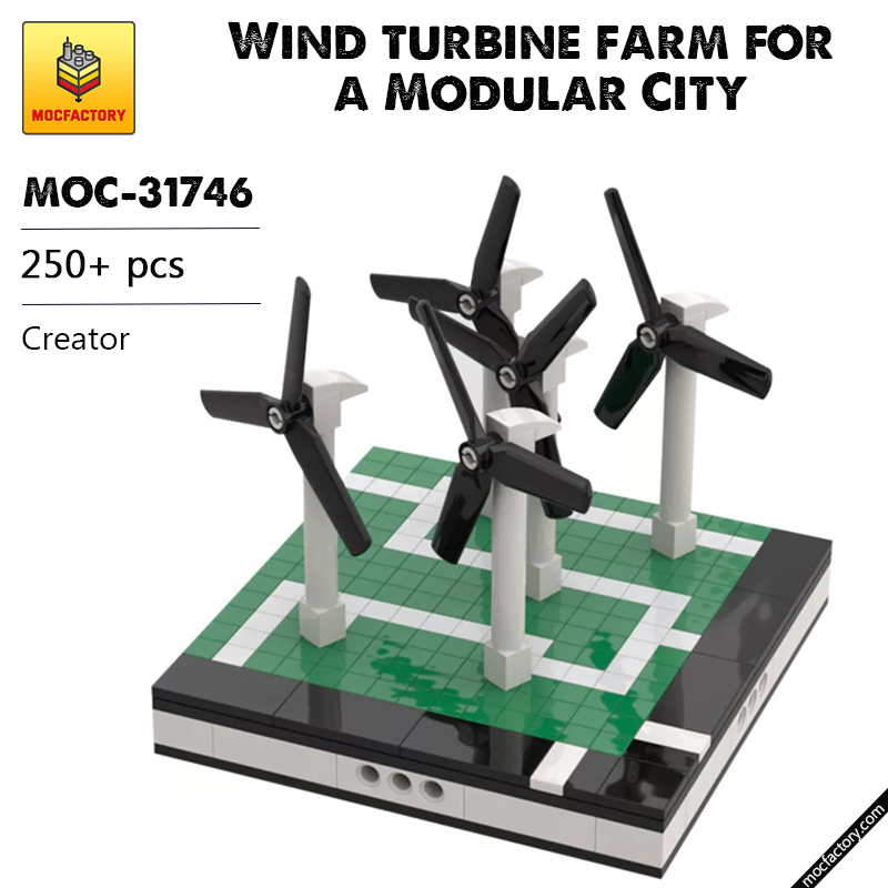 MOC 31746 Wind turbine farm for a Modular City Creator by gabizon MOC FACTORY - LEPIN Germany