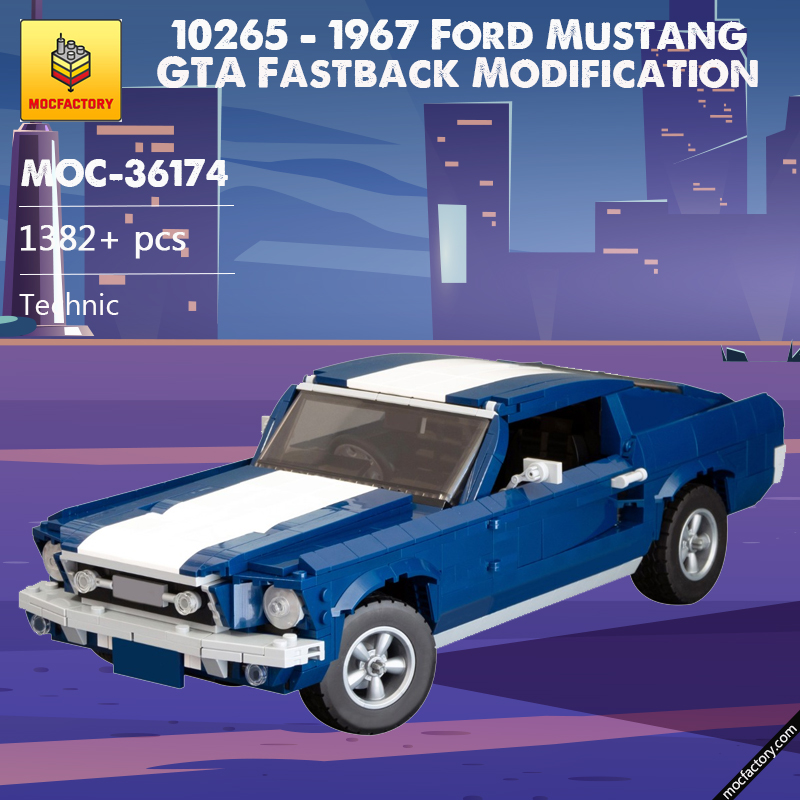 MOC 36174 10265 1967 Ford Mustang GTA Fastback Modification Technic by NikolayFX MOC FACTORY - LEPIN Germany