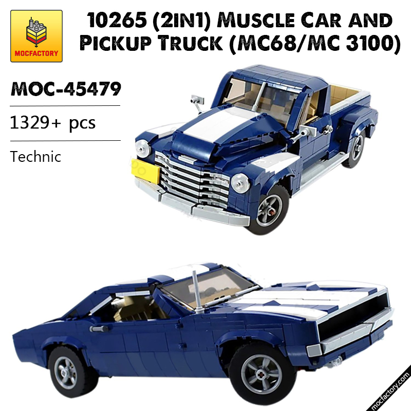 MOC 45479 10265 2in1 Muscle Car and Pickup Truck MC68MC 3100 Technic by firas legocars MOC FACTORY - LEPIN Germany