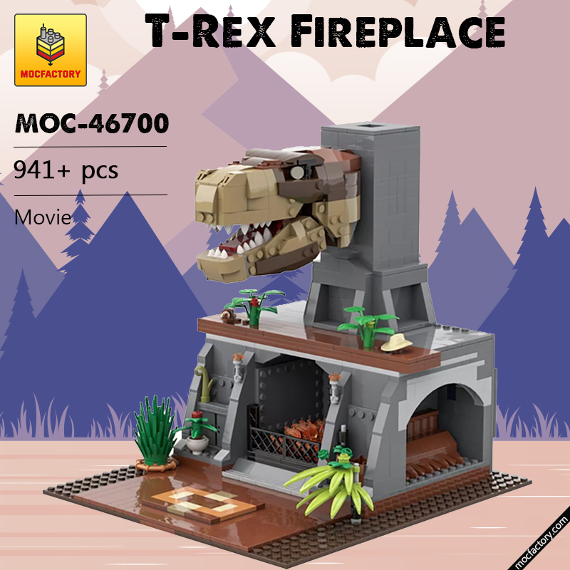 MOC 46700 T Rex Fireplace Jurassic Park Movie by emil mu MOC FACTORY - LEPIN Germany