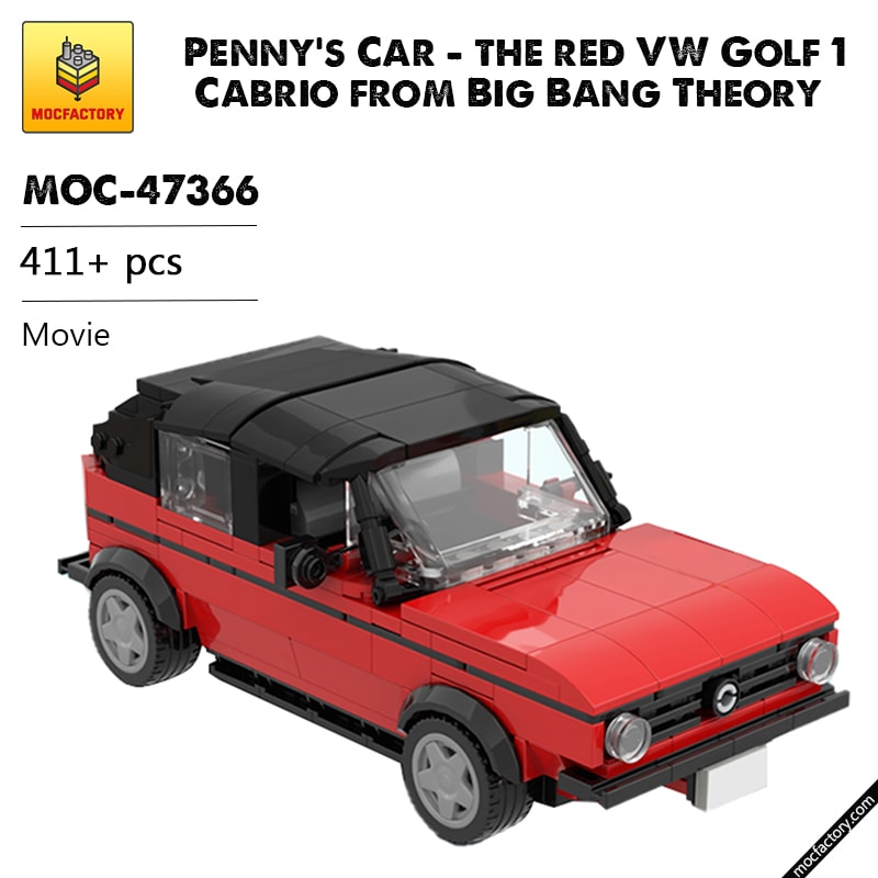 MOC 47366 Pennys Car the red VW Golf 1 Cabrio from Big Bang Theory Movie by brickotronic MOC FACTORY - LEPIN Germany