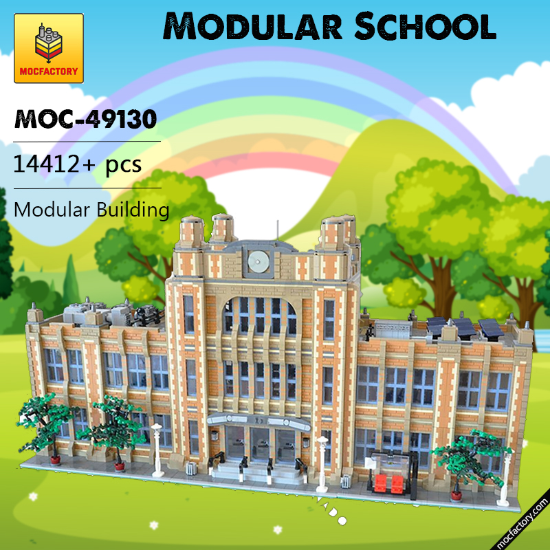 MOC 49130 Modular School Modular Building by peedeejay MOC FACTORY - LEPIN Germany