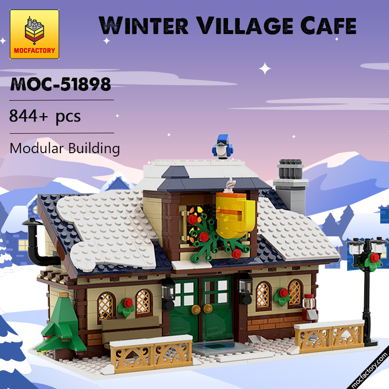 MOC 51898 Winter Village Cafe Modular Building by brick monster MOC FACTORY - LEPIN Germany