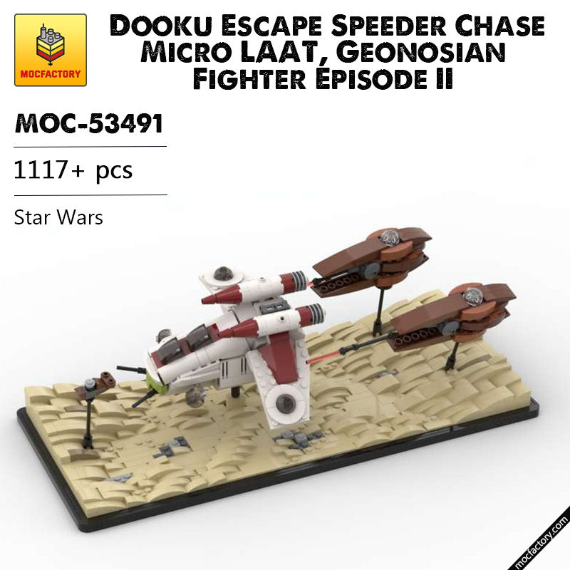 MOC 53491 Dooku Escape Speeder Chase Micro LAAT Geonosian Fighter Episode II Star Wars by 6211 MOC FACTORY - LEPIN Germany