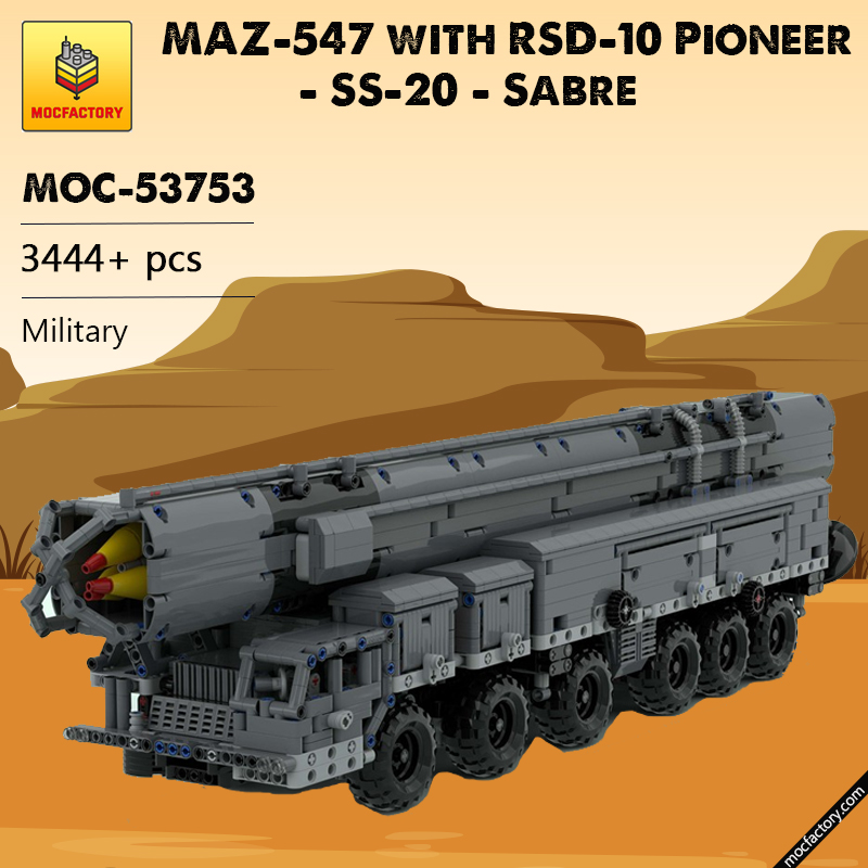 MOC 53753 MAZ 547 with RSD 10 Pioneer SS 20 Sabre Military by zz0025 MOC FACTORY - LEPIN Germany