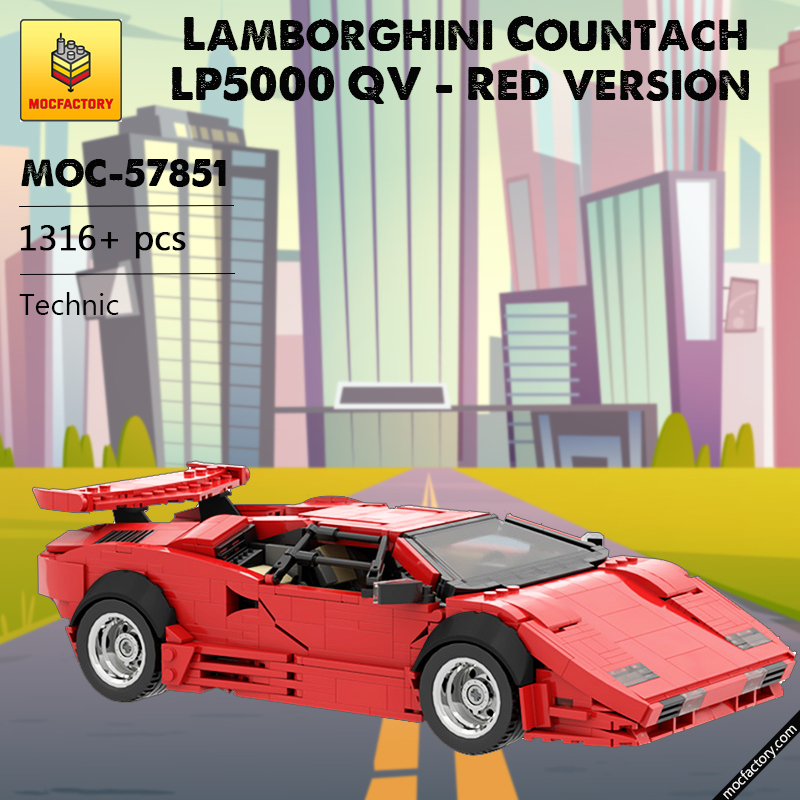 MOC 57851 Lamborghini Countach LP5000 QV Red version Technic by Rastacoco MOC FACTORY - LEPIN Germany