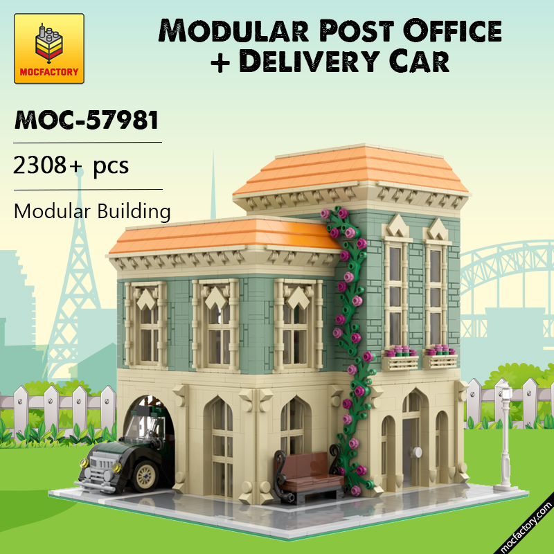 MOC 57981 Modular Post Office Delivery Car Modular Building by MOCExpert MOC FACTORY - LEPIN Germany