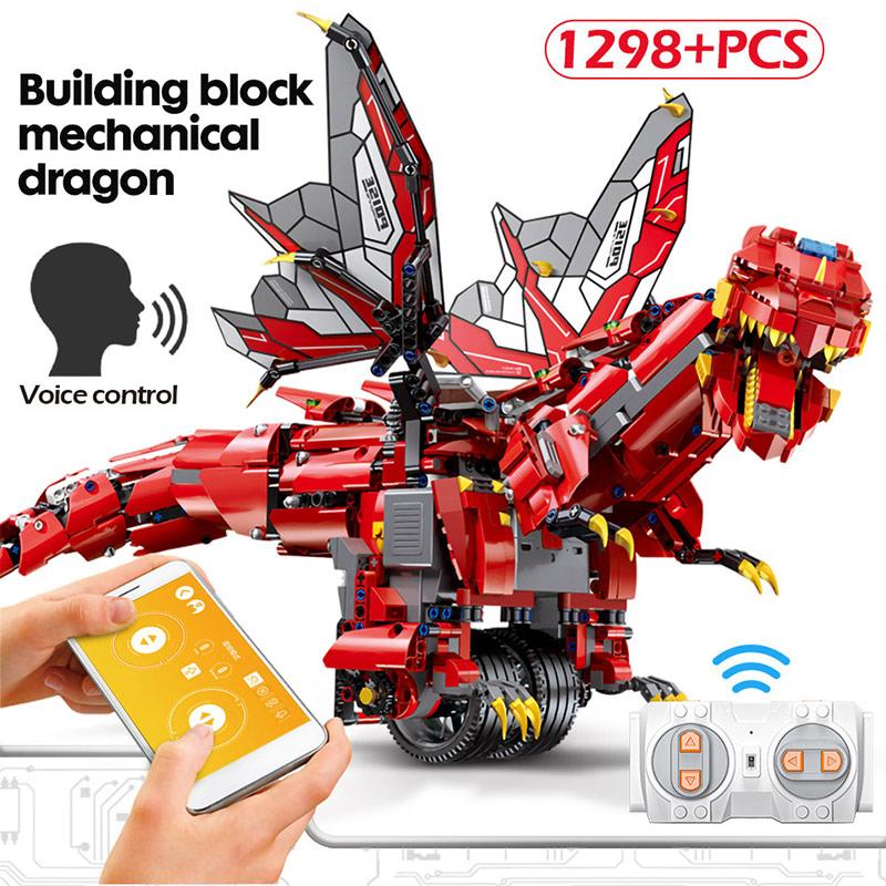 RC Building Blocks Dragon 13029 APP Remote Control Programming Dinosaur Animal Bricks Technic Build Bricks Education - LEPIN Germany