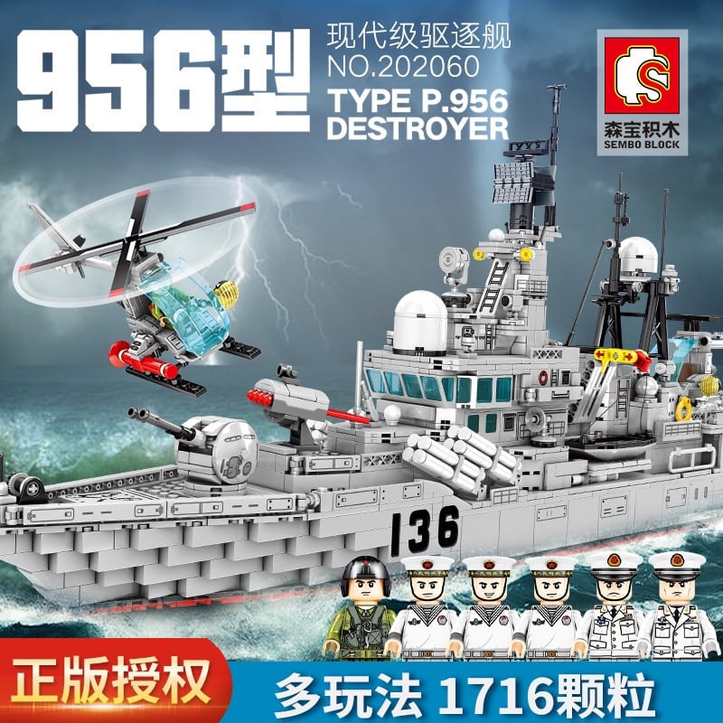sembo 202060 type 956 modern destroyer battleship 5822 - LEPIN Germany