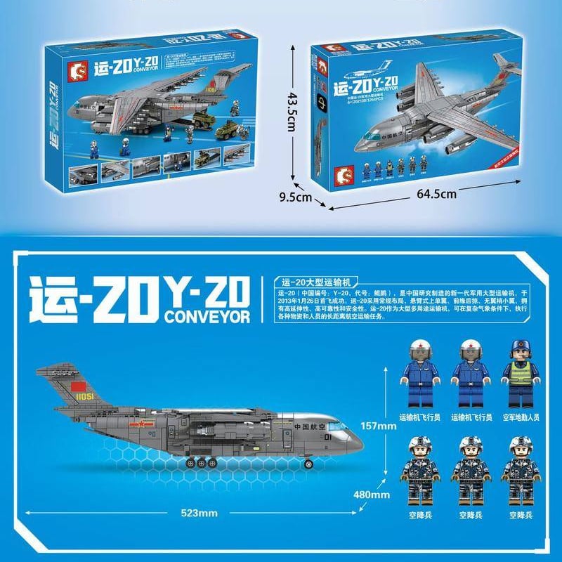 sembo 202130 yun 20 military large transport aircraft 8920 - LEPIN Germany