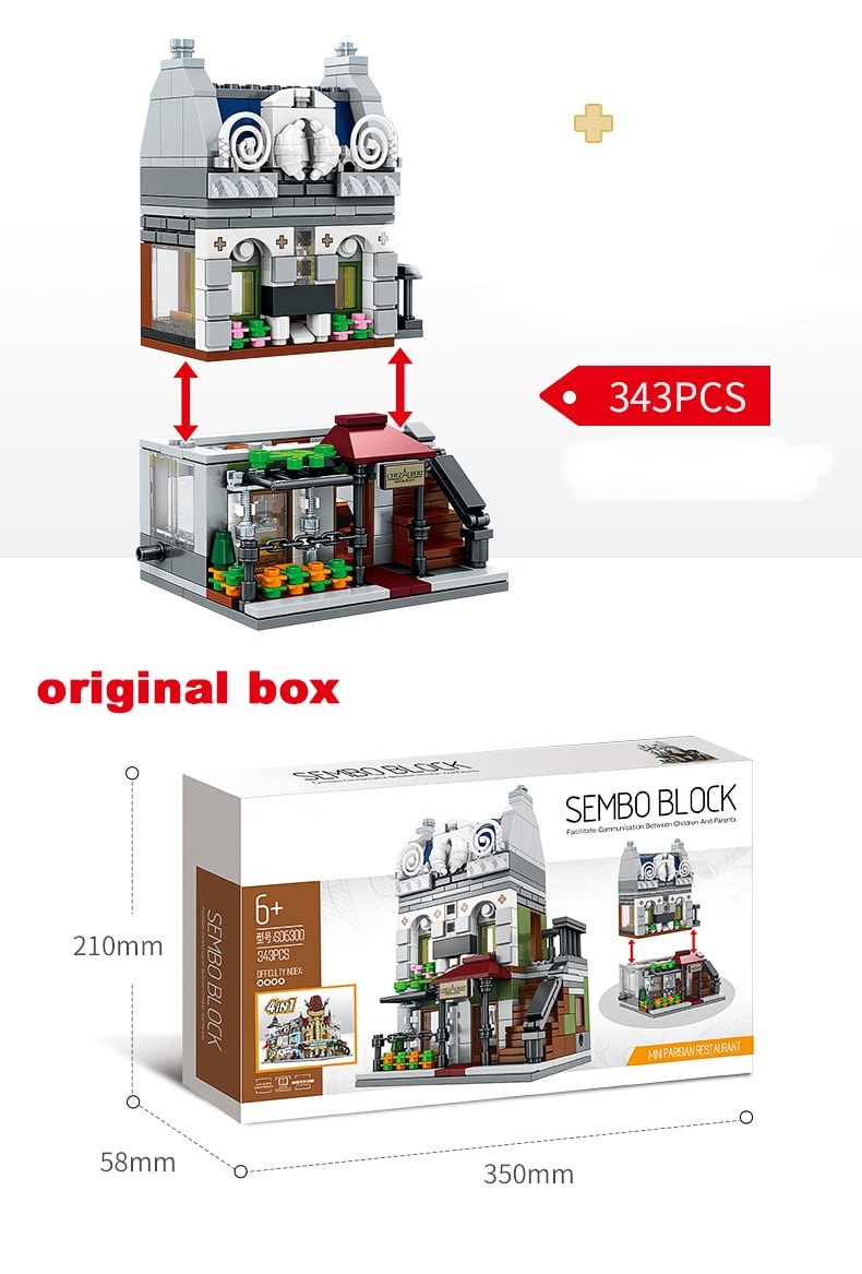 sembo 4 in 1 modular building pet shop paris restaurants fire department palace theater sd6300123 2084 - LEPIN Germany