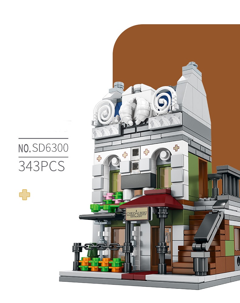 sembo 4 in 1 modular building pet shop paris restaurants fire department palace theater sd6300123 2355 - LEPIN Germany