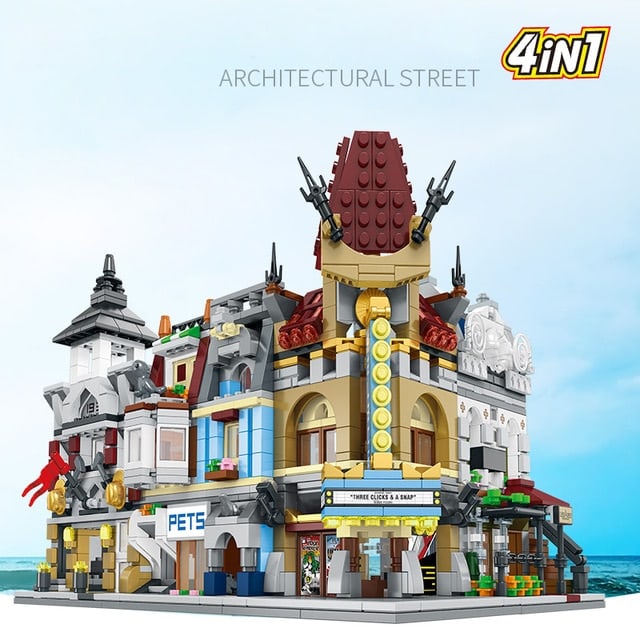 sembo 4 in 1 modular building pet shop paris restaurants fire department palace theater sd6300123 4262 - LEPIN Germany