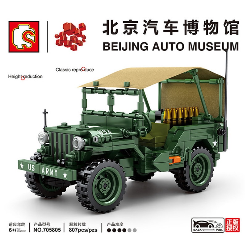 sembo 705805 beijing auto museum jeep villys m38 gun pull back car 3760 - LEPIN Germany