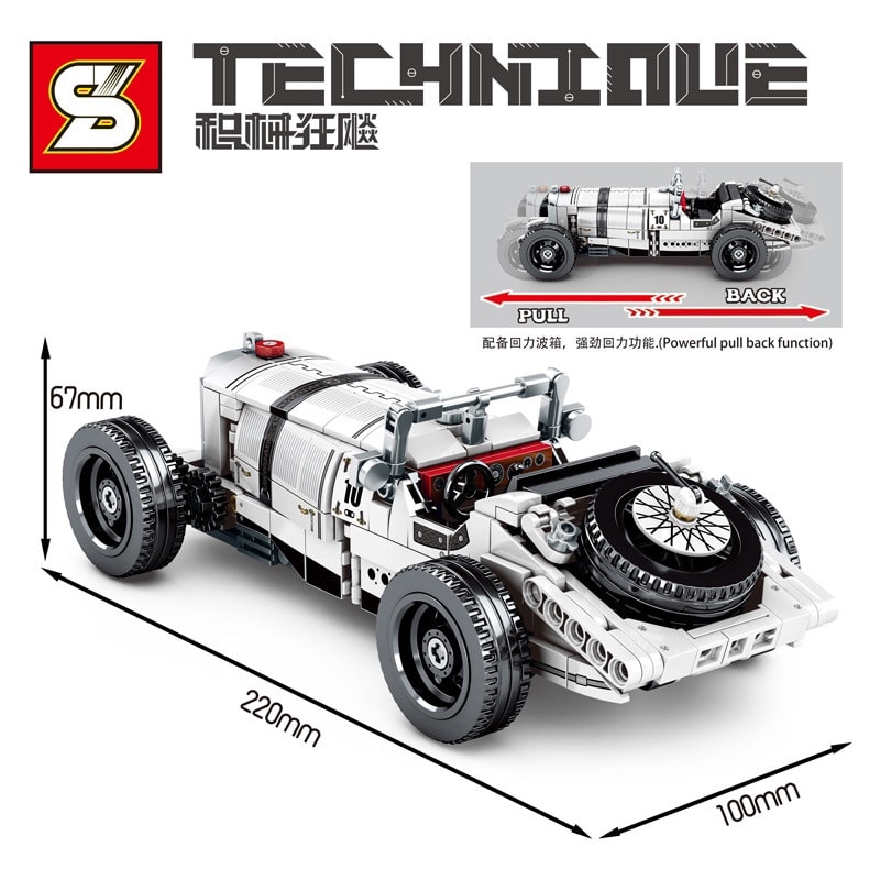 sy 8150 mercedes benz ssk sports car pull back 1695 - LEPIN Germany