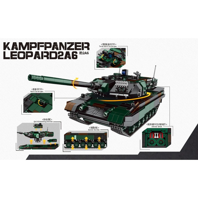 xingbao xb 06040 kampfpanzer leopard 2a6 main battle tank 130 2824 - LEPIN Germany
