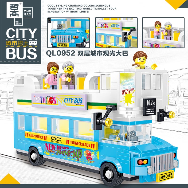 zhegao ql0952 city bus double decker city sightseeing bus 7735 - LEPIN Germany